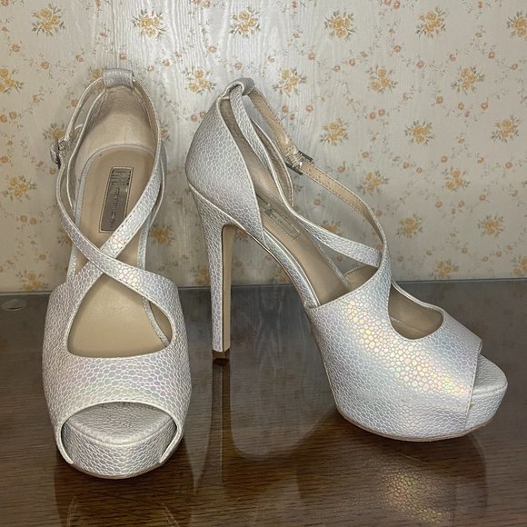 INC International Concepts Platform Peep Toe Heels - Picture 1 of 9